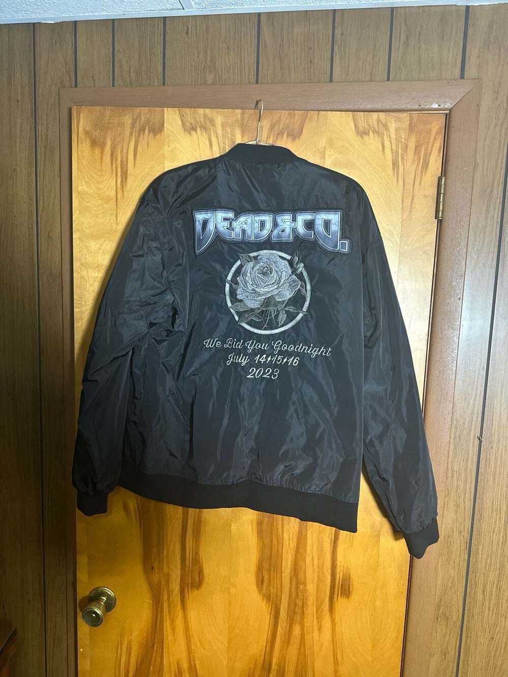 Dead & Company Oracle Park 2023 Finals Bomber Jacket Black Rose Embroidery - Picture 2 of 3